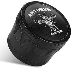 Artober Herb Spice Grinder 2.5” 4pc Honeybee DANGER! Metal Magnetic Top NEW